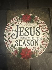 "Jesus is the Reason for the Season" Tin Metal Signs Home D cor 8x8 Christmas