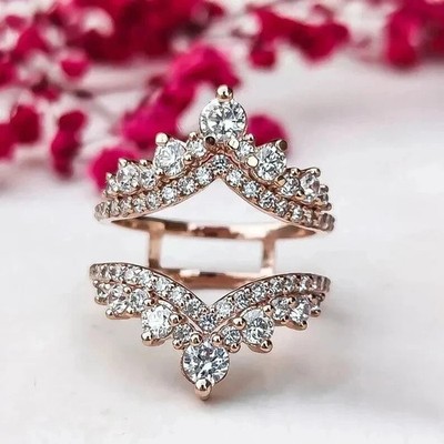 2Ct Round Cut Lab Created Diamond Enhancer Guard Ring 14K Rose Gold Plated