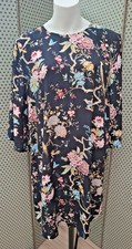 H&M X GP & J Baker Lovely Oriental Bird Print Midi Shift Dress - EUR 42/UK 14-16