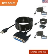 Tangle-Free USB to DB25 Printer Cable Adapter Plug and Play 180cm Length