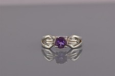 Sterling Silver Purple Amethyst Angle Looped Band Ring 925 Sz: 8