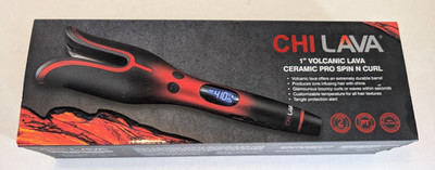 Chi Lava Spin and Curl Curling Wand 1'' Volcanic Lava Ceramic Pro Spin N Curl-NEW