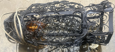Vintage Spanish Style Wrought Iron Hanging Lantern, Antique Black 