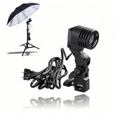 E27 Lamp Holder with Umbrella Bracket, 360 Adjustable Photography Light Stan...