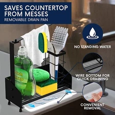 Sink Caddy Kitchen Sink Organizer Countertop Sponge Holder Drain Stainless Steel