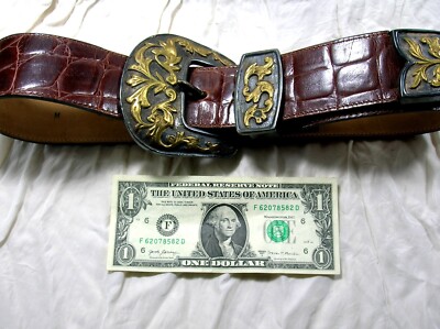 STREETS AHEAD VINTAGE WESTERN STYLE WIDE BROWN LEATHER BELT  display picture 3