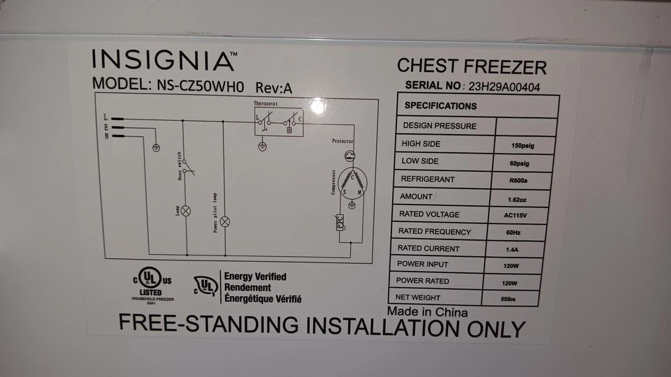 Insignia CZ70WH0 7,0 Cu. Congelador de pecho listo para garaje - blanco #2 Foto 2 de 4