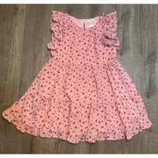 TCEC Floral Ruffle Dress Tiered Mini Summer Casual Pink Dress Size M