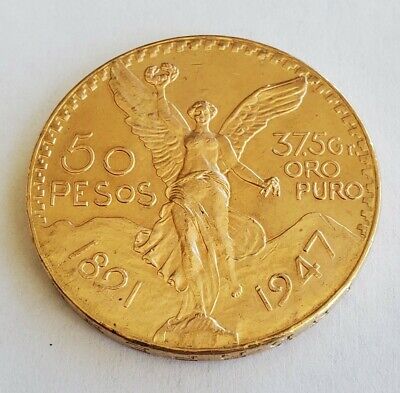 1947 MEXICO 50 PESOS 1.2 Oz. 37.5 Grams GOLD BULLION COIN ...