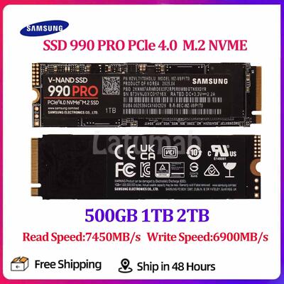 SAMSUNG SSD 990 PRO PCIe 4.0×3 NVMe M.2 500GB 1TB 2TB Solid State Hard Drive Lot