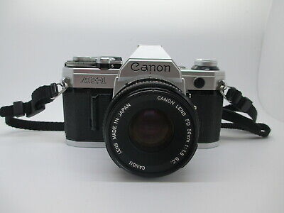 Canon AE-1 35mm SLR Film Camera with Canon 50mm f/1.8 FD 