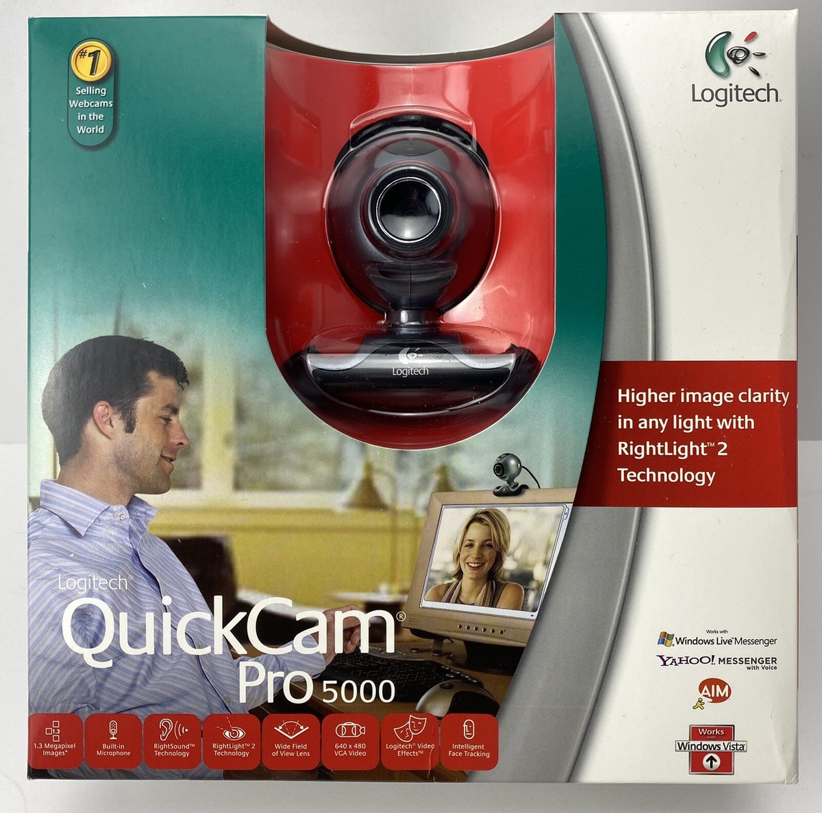 Logitech QuickCam Pro 5000 Webcam Windows 2000,XP OR VISTA NEW in Box