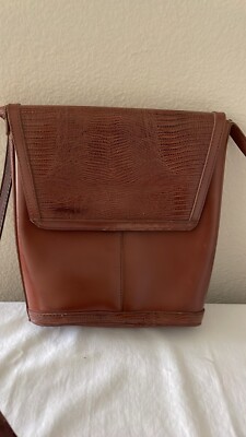 Vintage Cross body pouch Bag featuring leather body with snakeskin trim and flap