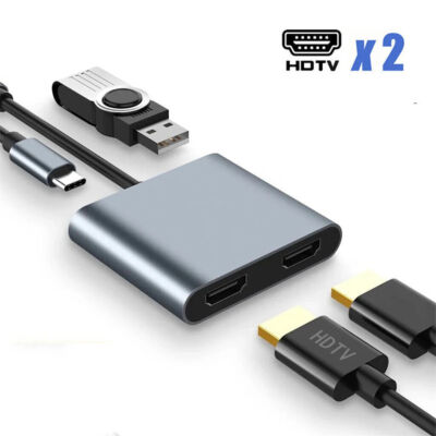 Usb Hub USB C to HDMI-compatible Splitter Type-c to Dual USB 3.0 Docking Station