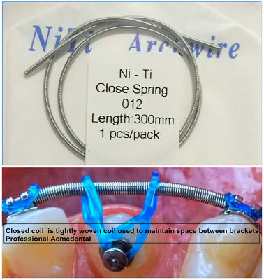 5Pcs Dental NiTi Close Coil Spring Orthodontic 0.012'' 300mm Brackets Archwire
