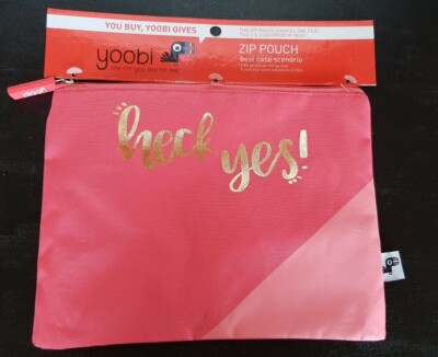 New Yoobi Pencil Zip Pouch Heck Yes! in Coral