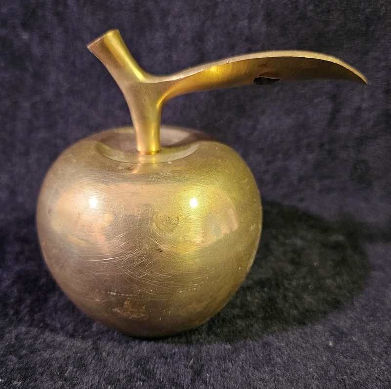Vintage Decorative Apple with leaf Brass Bell-3" high-Made In India-E