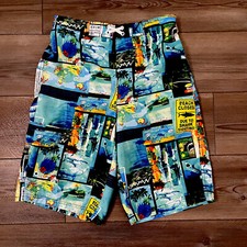 OP Ocean Pacific Shark Print Board Shorts Swim Trunks Mesh Lined Boys Youth XXL