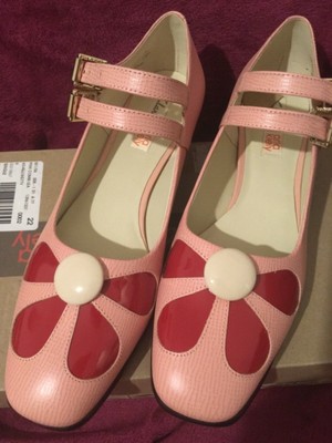 Hermoso Orla Kiely Clarks Rosa Rojo Angelina Cuero Zapatos Talla 5 5 38 39 Ebay