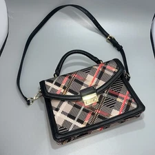 Vera Bradley Sophia Plaid Lydia Red and Black Satchel Sholder/Crossbody Purse*