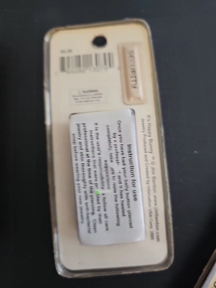 Jim Benton Bunny Naranja Cuelga Ombligo Anillo Naval Joyería Corporal Nuevo de Lote Antiguo Foto 4 de 4