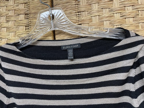 Eileen Fisher Stripe BoatNeck Stretch RN 78121/CA 34460 Sz XXS - Picture 6 of 8