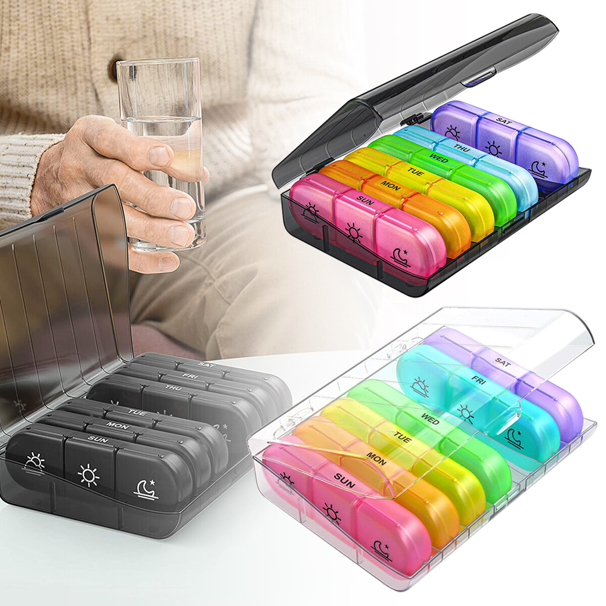 7 Day Weekly Storage Container Organizer Pill Box Dispenser Medicine Tablet Case