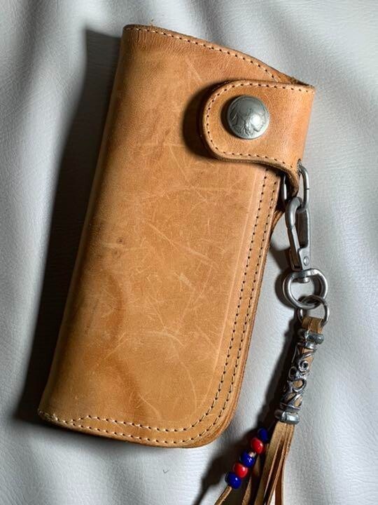 Redmoon Biker leather Long wallet Brown pocket engraved Redmoon Biker leather Long wallet Brown pocket engraved
