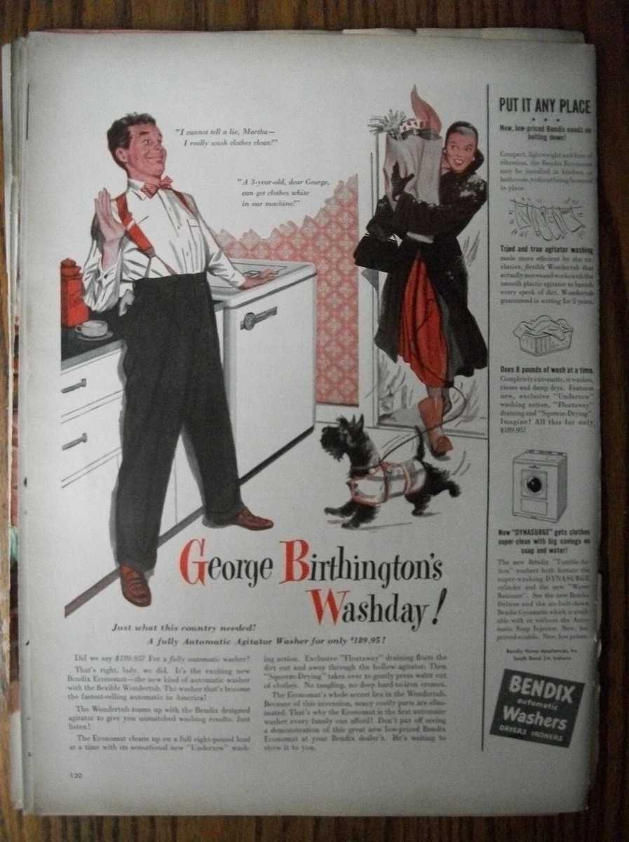 VTG 1950 Original Magazine Ad BENDIX WASHER George Washington's Bday  LAUNDRY | eBay