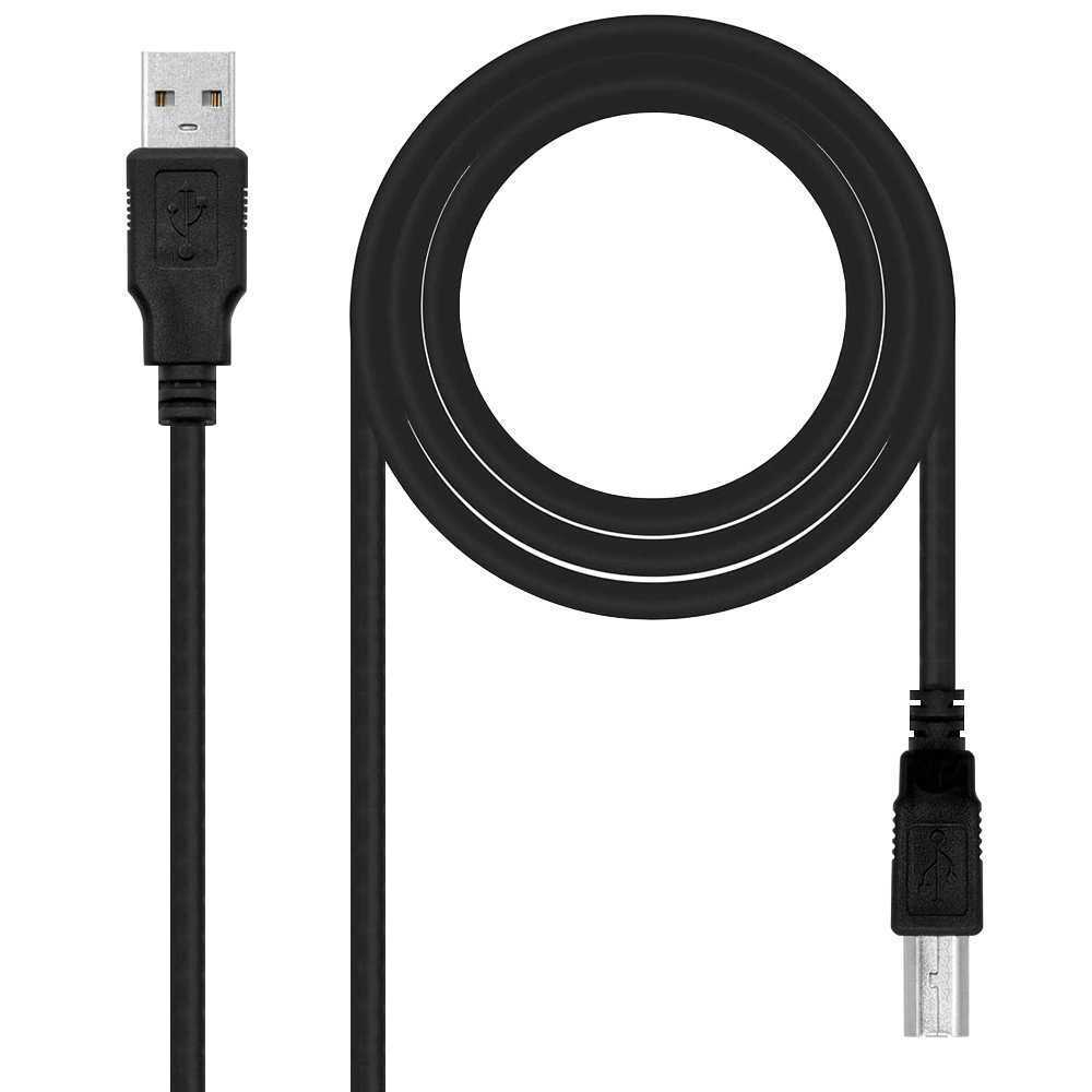 NANOCABLE Cable USB Tipo B para Impresora Escaner Disco Duro 10.01.0102-BK 1m