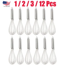 10" Stainless Steel Whisk Set Kitchen Balloon Hand Blending Stirring (1~12 Pcs)