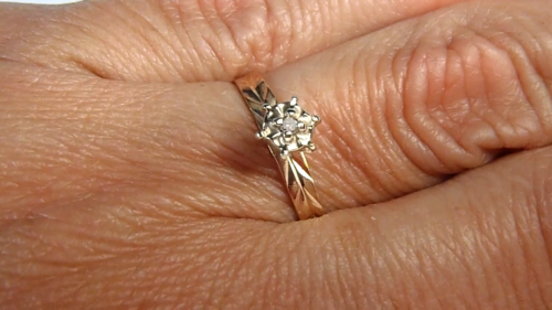 Vintage 10K Gold Engagement Promise Ring GENUINE REAL 1 Point Diamond Size 7 - Video 1 of 1