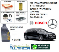 TAGLIANDO FILTRI BOSCH OLIO ORIGINALE 5W30 MERCEDES CLASSE A (W177) 180 d 115 CV