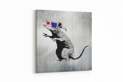 Leinwand Banksy 3D Rat Wandbild Kunstdruck Bild Streetart Grafitti Canvas Deko 