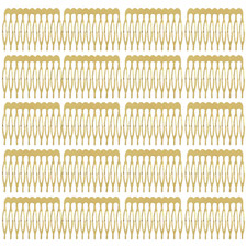 Lawie 20 Pack Bulk 10 Teeth Gold Metal Side Hair Combs Plain Blank Crafting DIY