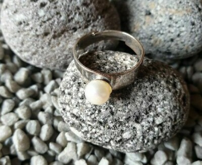 Ring Größe 54 größenverstellbar Silber weiße Perle schick 2,06 g edel CP5976