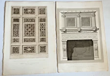 2 RARE Antique Architecture Decorative Renaissance Design Print from E. Rouyer.