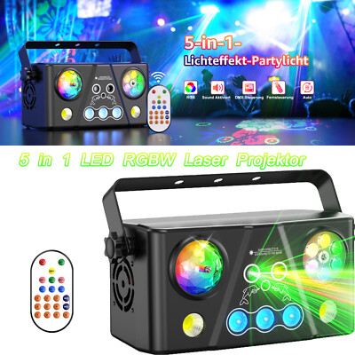 5 in 1 LED RGBW Laser Beam Strobe Projektor Halloween Lichteffekt DJ Party Bar