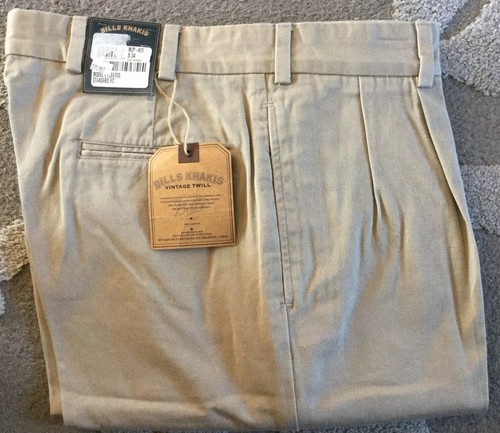 NWT-Bills khakis M2P-KVT SZ 48 VINTAGE TWILL KHAKI PLEATED $165