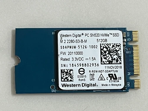 WD PC SN520 NVMe SDAPNUW-512G-1002 512GB SSD M.2 2242 PCIe For T480 T470 Laptop