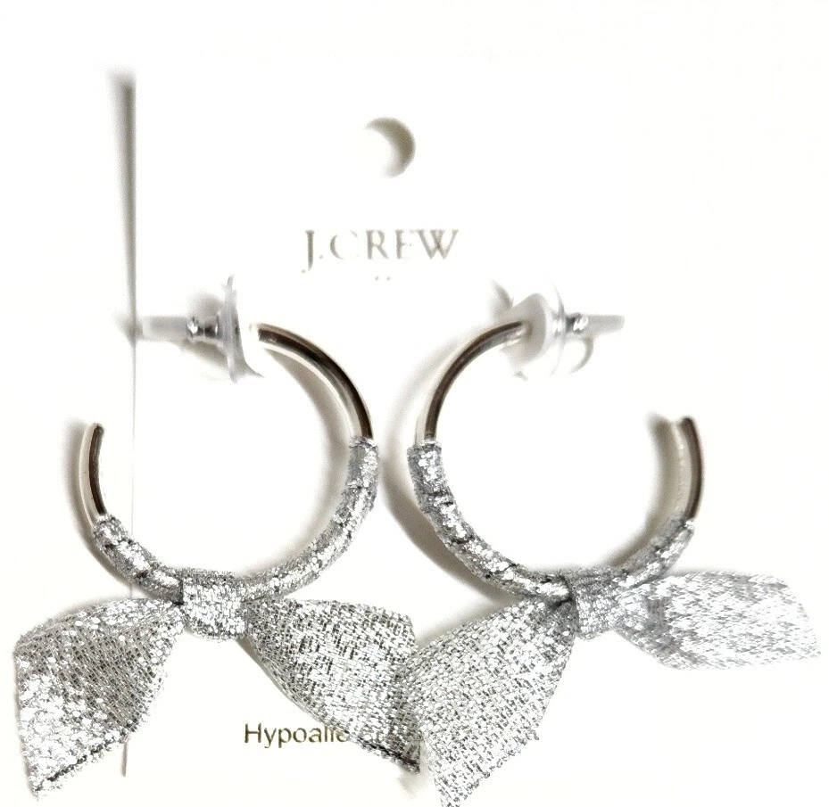 Pendientes de aro envueltos en cinta J.Crew en latón plateado brillante nuevos Foto 2 de 4