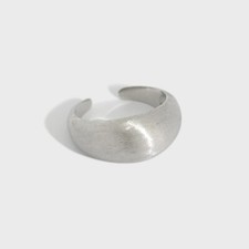 925 Sterling Silver INS simple irregular wide surface brushed glossy adjust ring