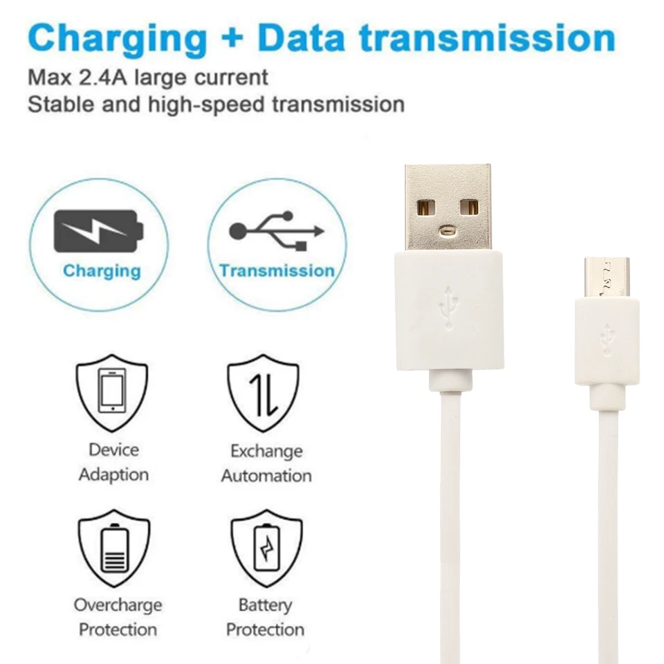 USB Charger Lead Cable Micro Data Phone Fast Heavy Duty Charging Samsung Android - Image 4 of 4
