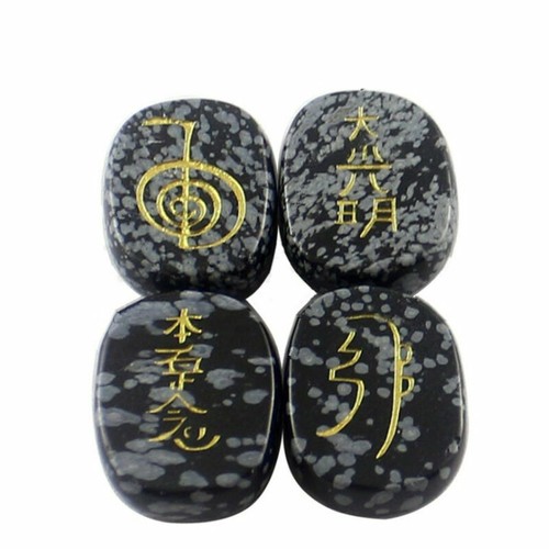 4pcs Set Engraved Usui Reiki Symbol Healing Energy Sanskrit Palm Crystal Stone - Picture 22 of 30