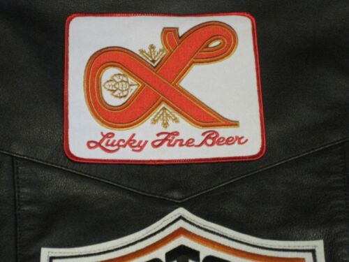 BIERAUFNÄHER LUCKY FINE BEER AMERIKANISCHE BIERMARKE GROSSE RÜCKENGRÖSSE!!! - Bild 2 von 12