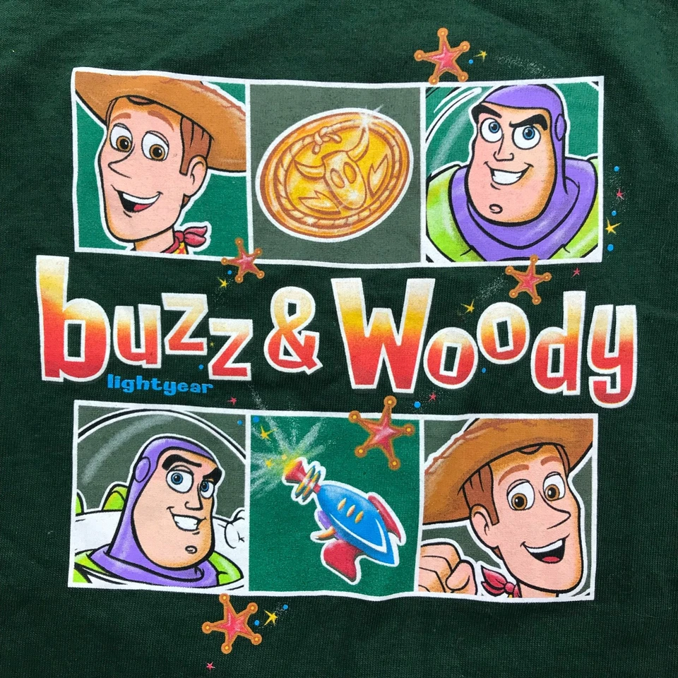 Camisa Leñosa DE COLECCIÓN Disney Buzz Lightyear Niños Verde Mediana Años 90 Toy Story EE. UU. Foto 4 de 4