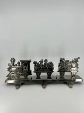 3 Train Stocking Holders Metal Stocking Hangers Mantel Hook Merry Christmas