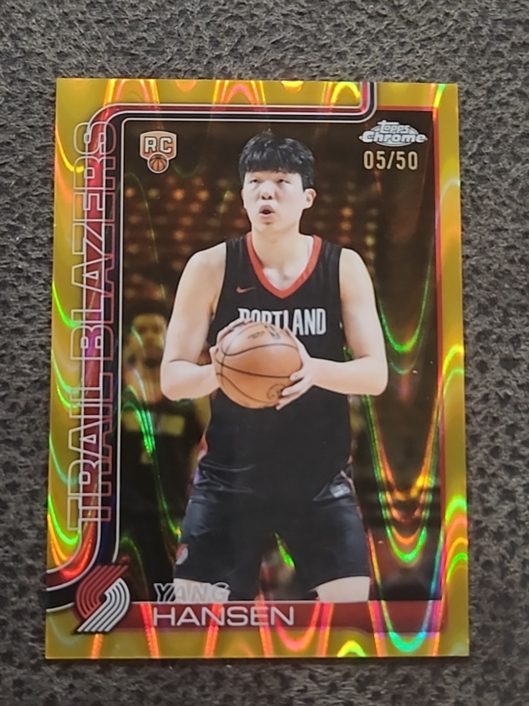 2025-26 Topps Chrome Yang Hansen #266 RC  Gold Wave Refractor /50 Trailblazers