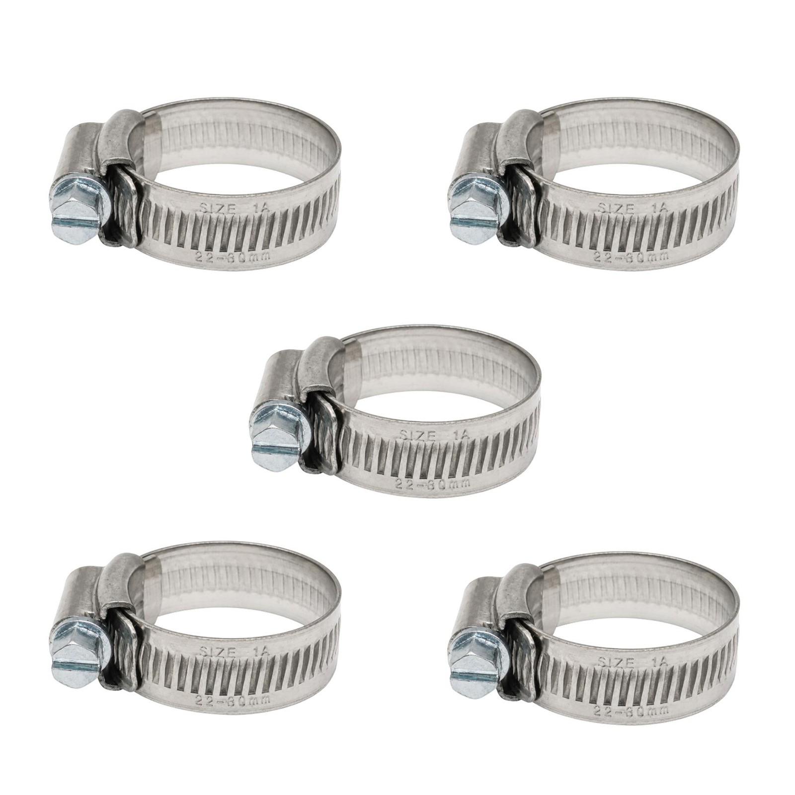 5x 304 STAINLESS STEEL JUBILEE HOSE CLIP (SIZE 22mm-30mm) WORM DRIVE PIPE CLAMP