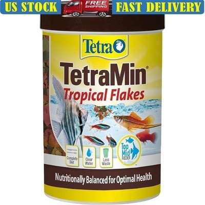 Tropical Fish Food Flakes Complete Diet Digestive Health Active Formula 3.53oz
